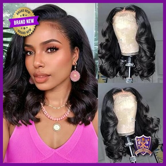13x4 HD Lace Front Wig Human Hair 12 Inch Bob Body Wave 180 Density main image 4